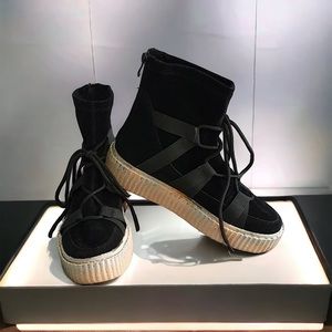 Public Desire Platform Lace Up Ankle Boots Candice Black Gum Bottom